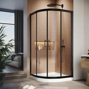 SUNNY SHOWER 38 in. D x 38 in. W x 72 in. H Black Finish Quadrant Enclosures With Sliding Doors