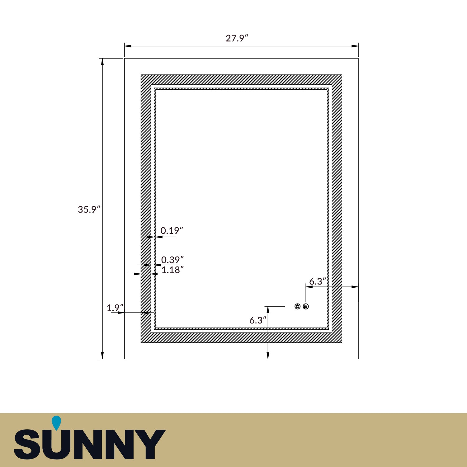 SUNNY SHOWER LED Bathroom MakeUp Mirror 28 x 36 in.丨Anti-Fog and Waterproof丨3 Color Temperature Setting丨Memory Function - SUNNY SHOWER