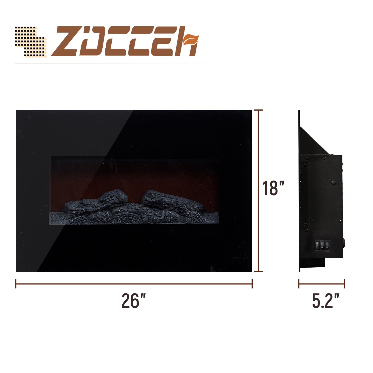 Sunny Shower Electric Fireplace Home Heater Size