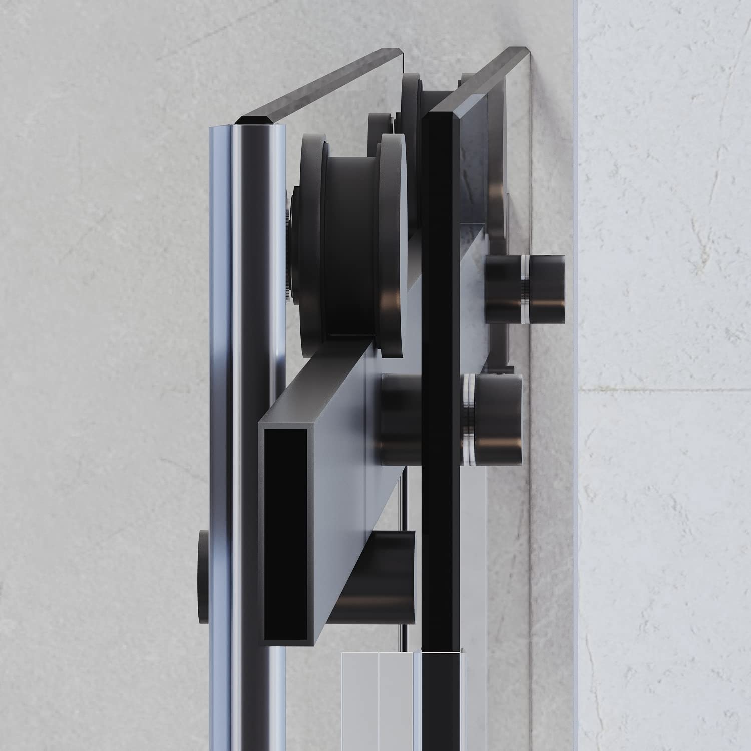 SUNNY SHOWER 60 in. W x 62 in. H Frameless Black Finish Bathtub Sliding Doors - SUNNY SHOWER