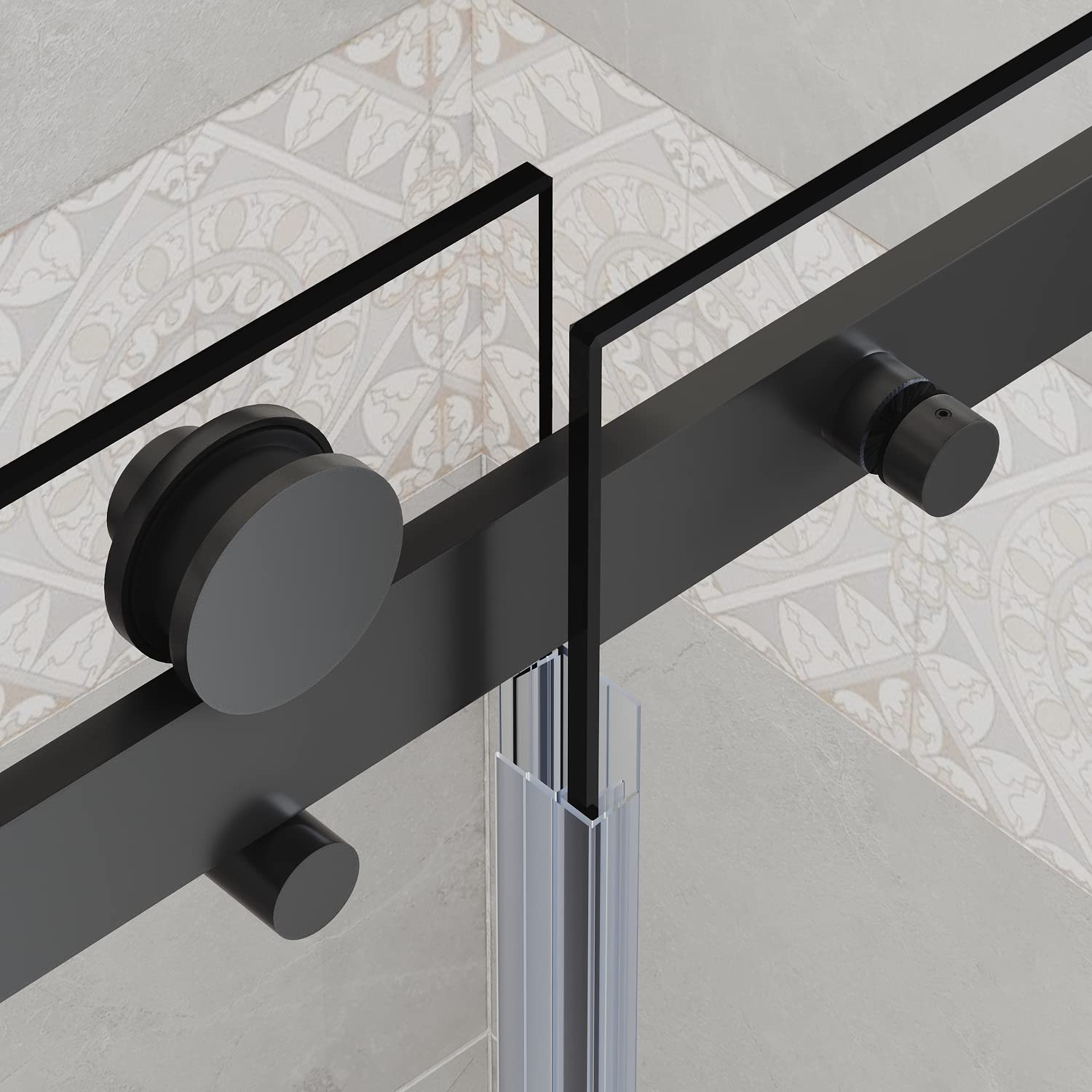 SUNNY SHOWER 60 in. W x 62 in. H Frameless Black Finish Bathtub Sliding Doors - SUNNY SHOWER