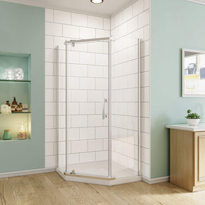 SUNNY SHOWER 38 in. W x 38 in. D x 72 in. H Chrome Finish Pivot Enclosures With Pivot Door - SUNNY SHOWER