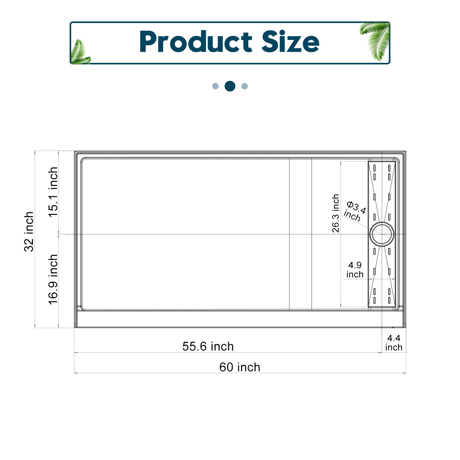 SUNNY SHOWER 32 in. W x 60 in. D x 4 in. H White Right Drain Rectangular Base Dimensions