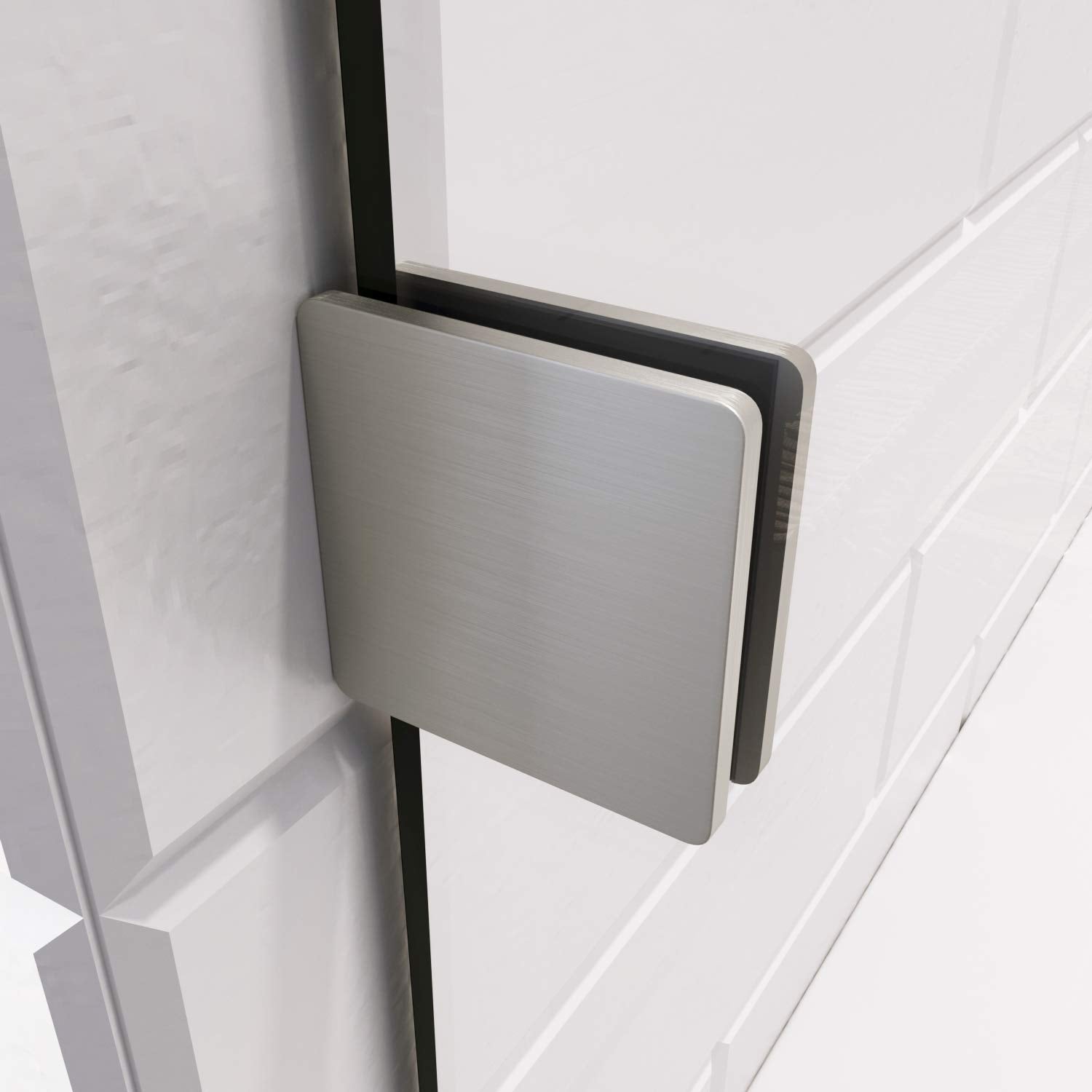 SUNNY SHOWER 60" W x 76" H Brushed Nickel Finish Frameless Sliding Shower Door Detail
