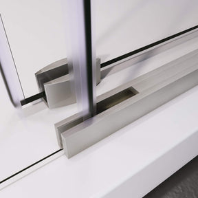 SUNNY SHOWER 60" W x 76" H Brushed Nickel Finish Frameless Sliding Shower Door Detail