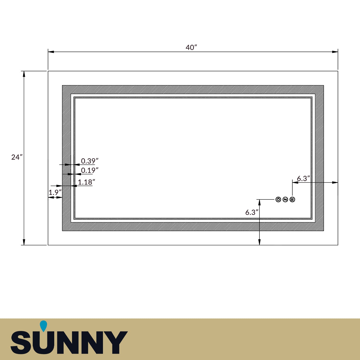 SUNNY SHOWER LED Bathroom MakeUp Mirror 40 x 24 in.丨Anti-Fog and Waterproof丨3 Color Temperature Setting丨Memory Function - SUNNY SHOWER