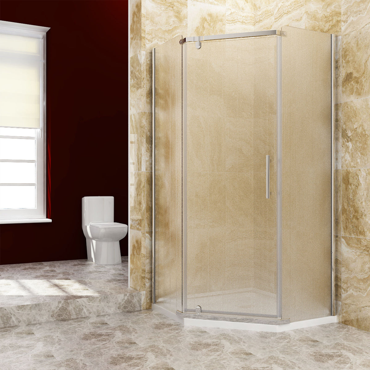 SUNNY SHOWER 38 in. W x 38 in. D x 72 in. H Frosted Chrome Finish Pivot Enclosures With Pivot Door