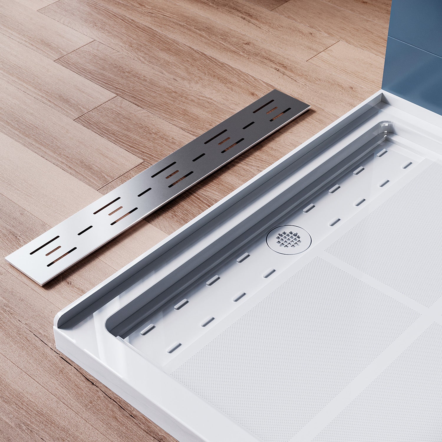 SUNNY SHOWER White Left Drain Rectangular Base