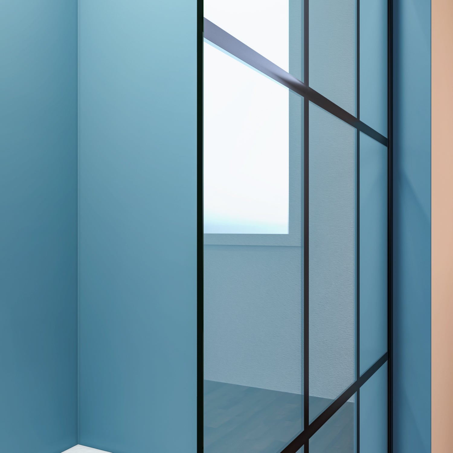 SUNNY SHOWER black aluminum-framed door