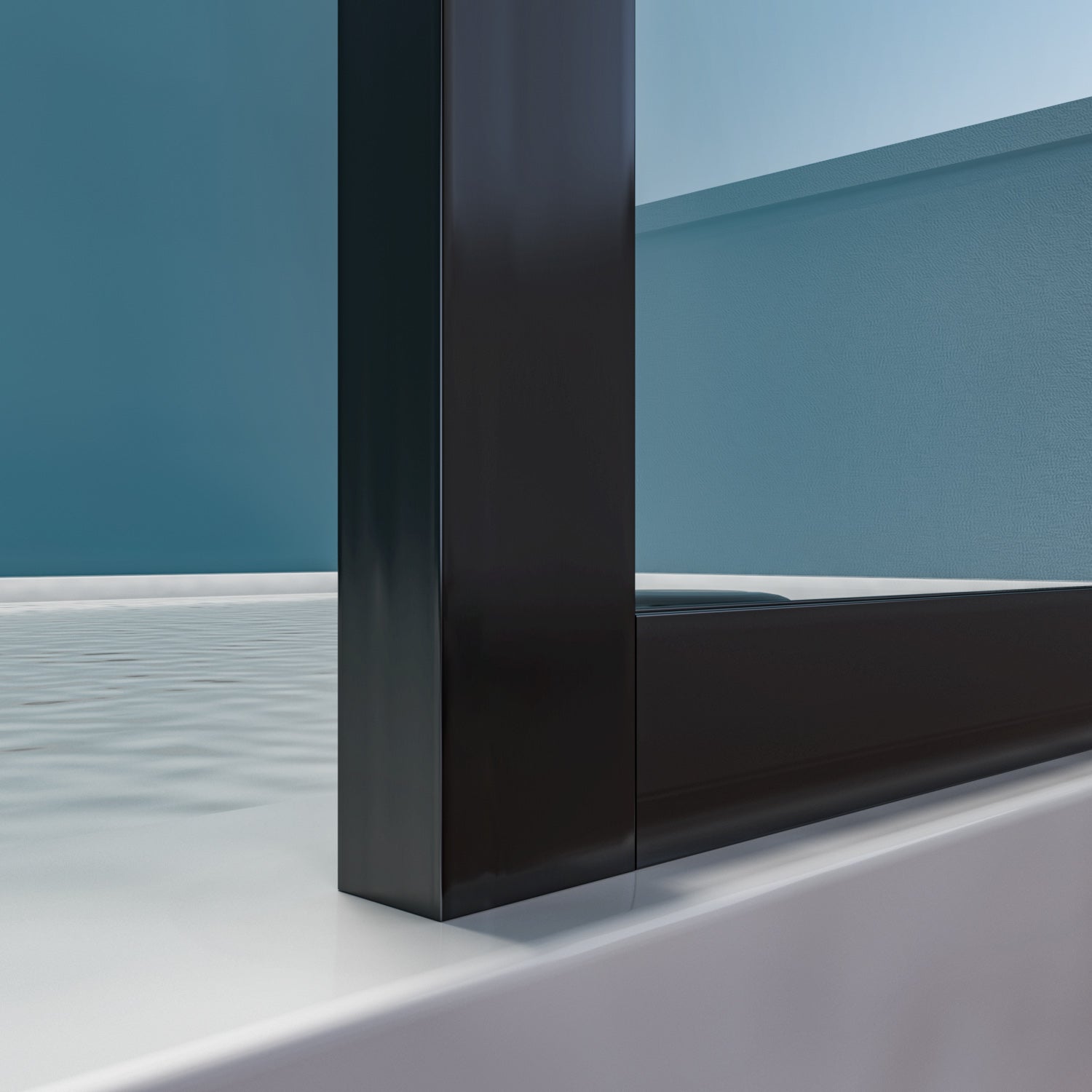 SUNNY SHOWER 34 in. W x 72 in. H Black Finish Walk-in Shower Enclosures Detail