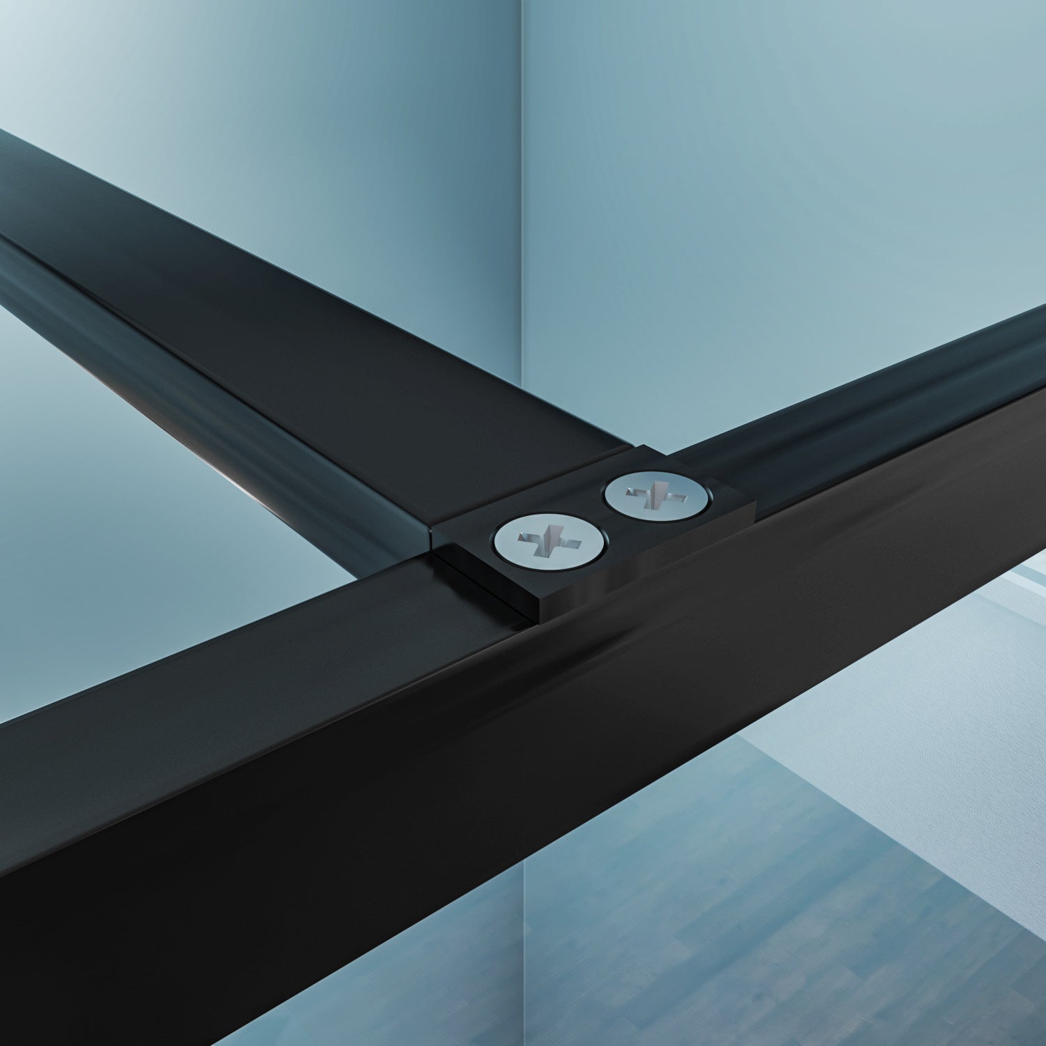 SUNNY SHOWER 34 in. W x 72 in. H Black Finish Walk-in Shower Enclosures Detail