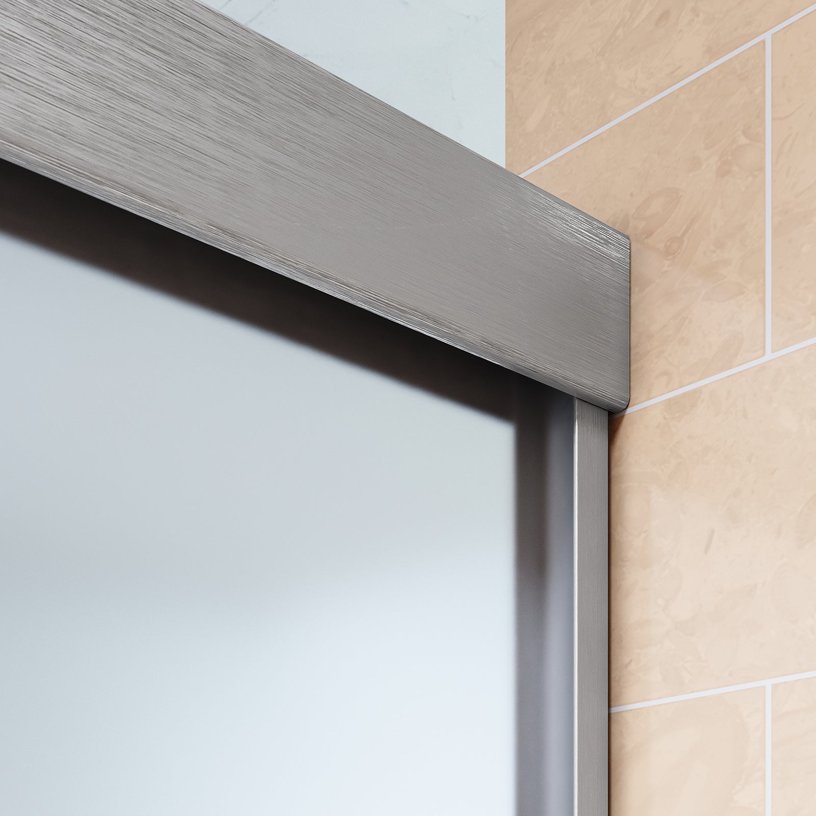 SUNNY SHOWER 60 in. W x 72 in. H Frosted Brushed Nickel Finish Double Sliding Shower Doors Detail