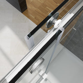 SUNNY SHOWER 60 in. W x 76 in. H Frameless Double Sliding Shower Doors Detail