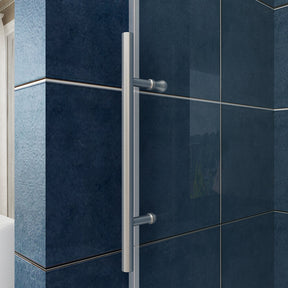 SUNNY SHOWER 72 in. W x 79 in. H Frameless Brushed Nickel Finish Sliding Shower Doors Dimensions Handle