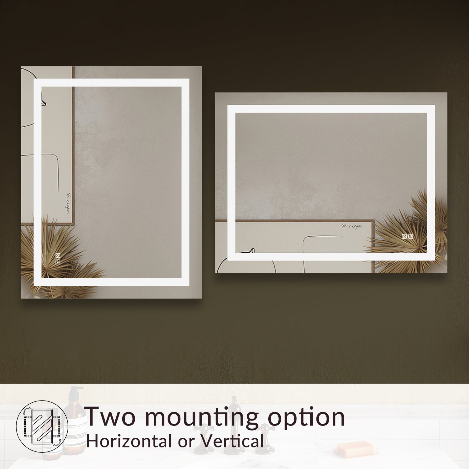 SUNNY SHOWER LED Bathroom MakeUp Mirror 36 x 28 in.丨Anti-Fog and Waterproof丨3 Color Temperature Setting丨Memory Function - SUNNY SHOWER