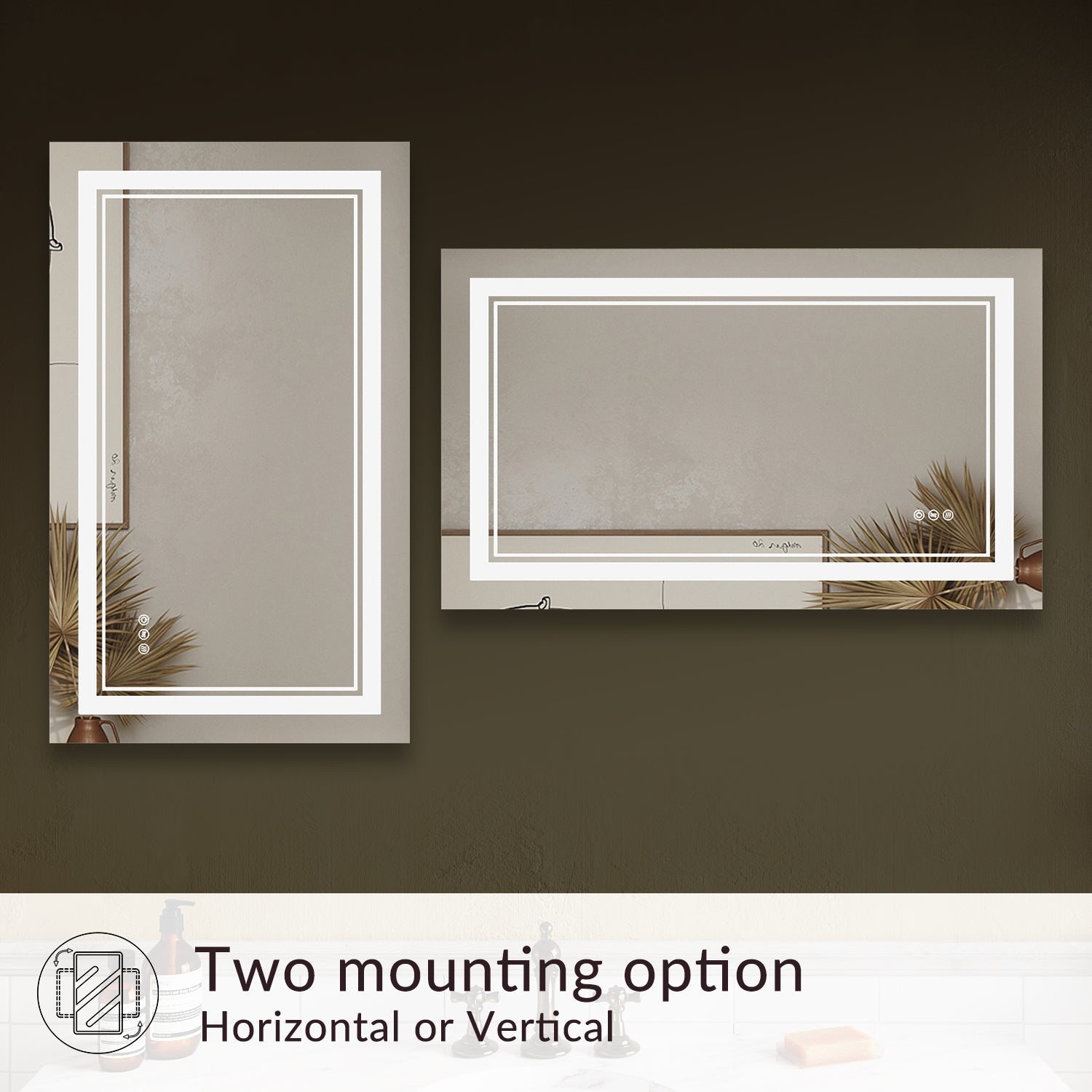 SUNNY SHOWER LED Bathroom MakeUp Mirror 40 x 24 in.丨Anti-Fog and Waterproof丨3 Color Temperature Setting丨Memory Function - SUNNY SHOWER