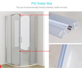 Sunny Shower Neo-Round Corner Frameless Sliding Shower Doors PVC Rubber Strip