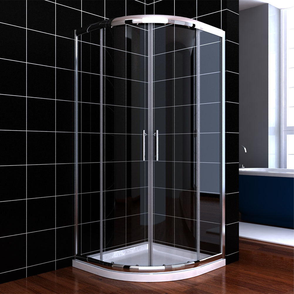 SUNNY SHOWER 1/4 in. Clear Glass Double Sliding Doors Chrome Finish  Quadrant Enclosures - SUNNY SHOWER
