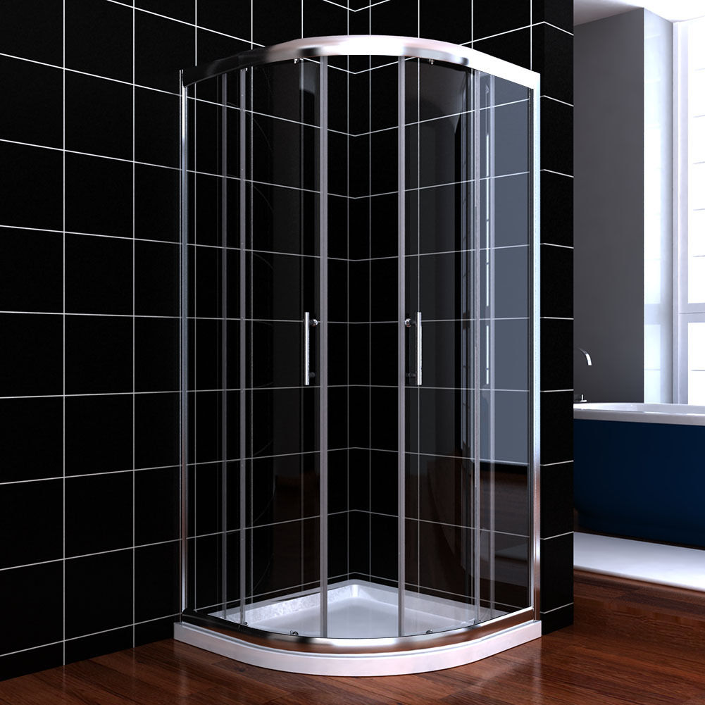 SUNNY SHOWER 1/4 in. Clear Glass Double Sliding Doors Chrome Finish  Quadrant Enclosures - SUNNY SHOWER