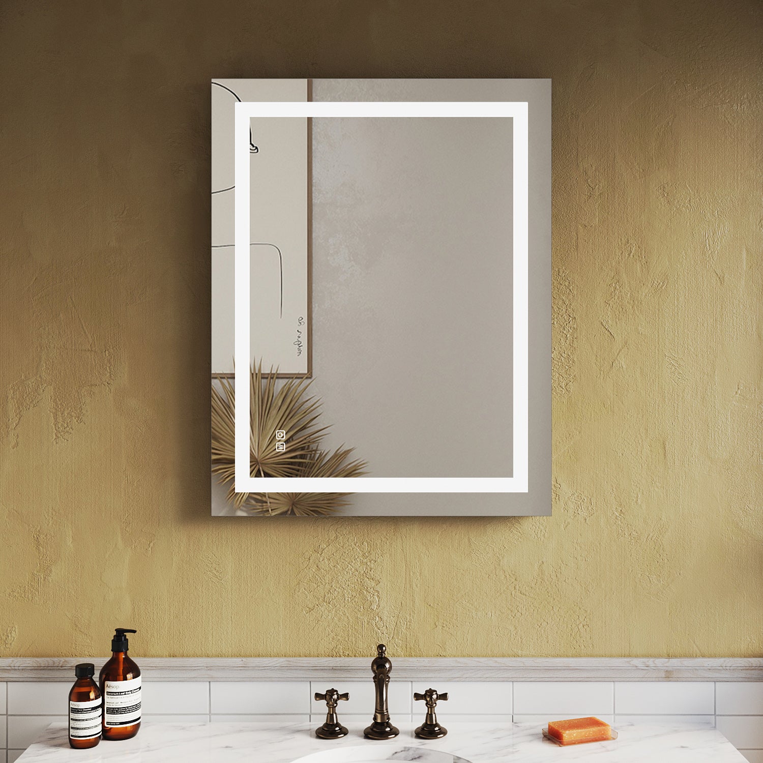 SUNNY SHOWER LED Bathroom MakeUp Mirror 36 x 28 in.丨Anti-Fog and Waterproof丨3 Color Temperature Setting丨Memory Function - SUNNY SHOWER