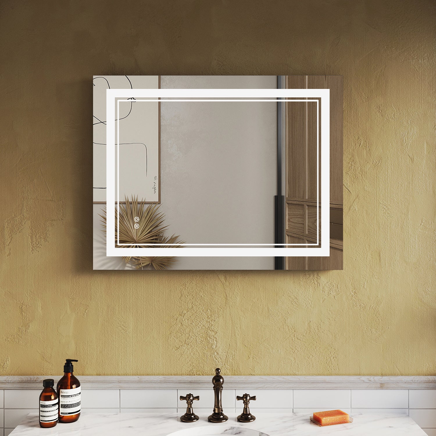 SUNNY SHOWER LED Bathroom MakeUp Mirror 28 x 36 in.丨Anti-Fog and Waterproof丨3 Color Temperature Setting丨Memory Function - SUNNY SHOWER