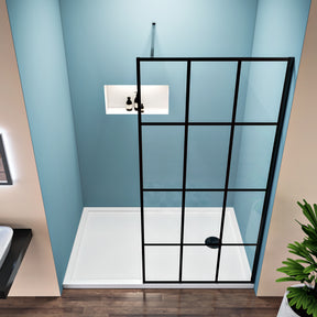 SUNNY SHOWER 34 in. W x 72 in. H Black Finish Walk-in Shower Enclosures