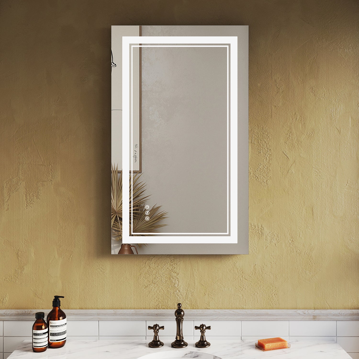 SUNNY SHOWER LED Bathroom MakeUp Mirror 40 x 24 in.丨Anti-Fog and Waterproof丨3 Color Temperature Setting丨Memory Function - SUNNY SHOWER