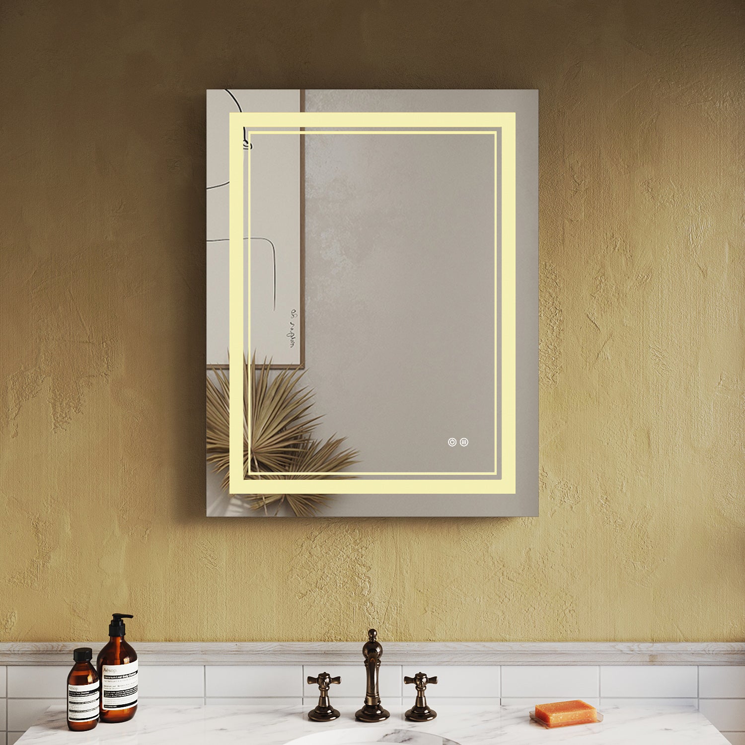 SUNNY SHOWER LED Bathroom MakeUp Mirror 28 x 36 in.丨Anti-Fog and Waterproof丨3 Color Temperature Setting丨Memory Function - SUNNY SHOWER