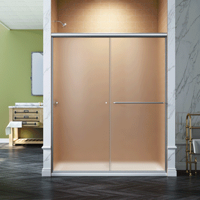 SUNNY SHOWER 60 in. W x 72 in. H Frosted Brushed Nickel Finish Double Sliding Shower Doors