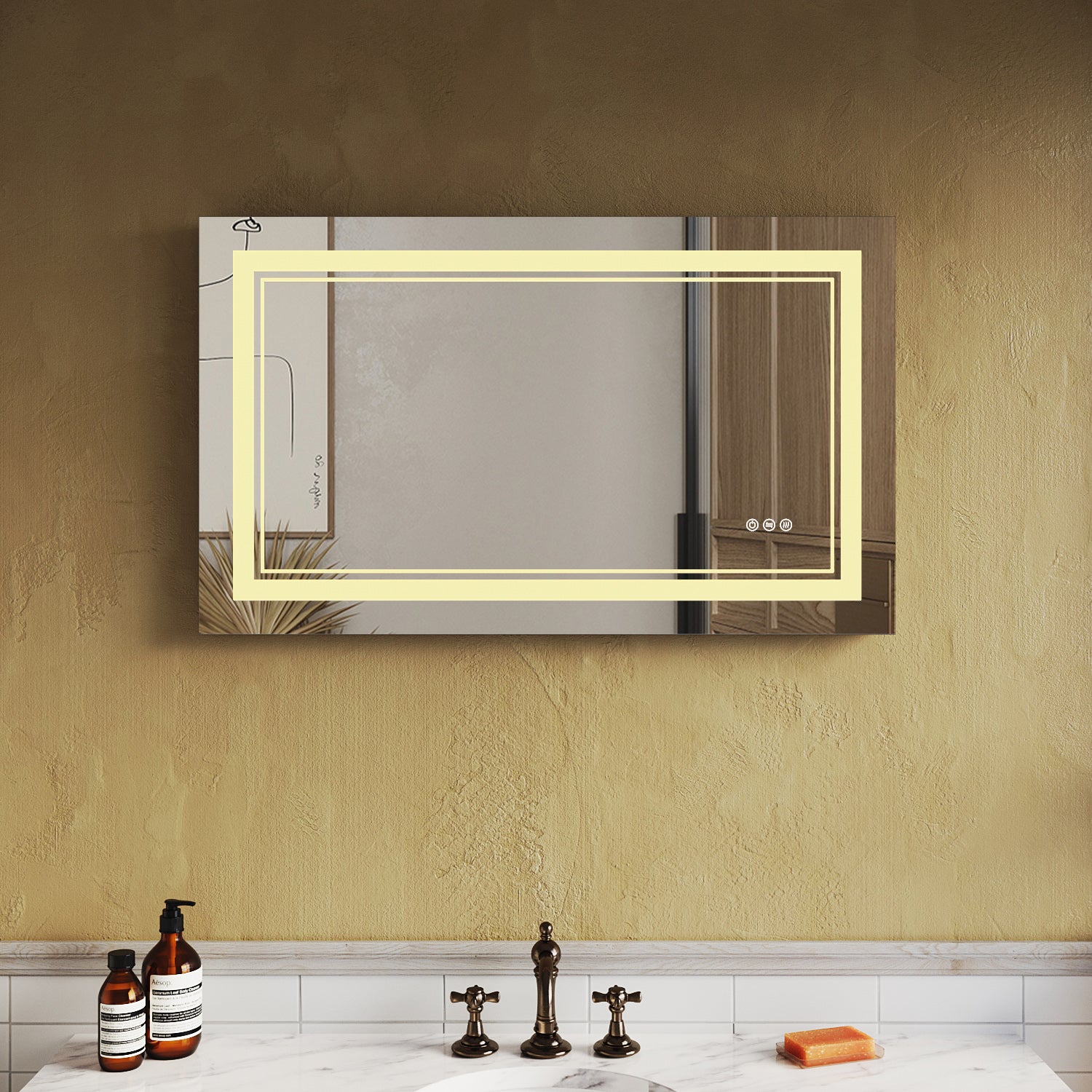 SUNNY SHOWER LED Bathroom MakeUp Mirror 40 x 24 in.丨Anti-Fog and Waterproof丨3 Color Temperature Setting丨Memory Function - SUNNY SHOWER