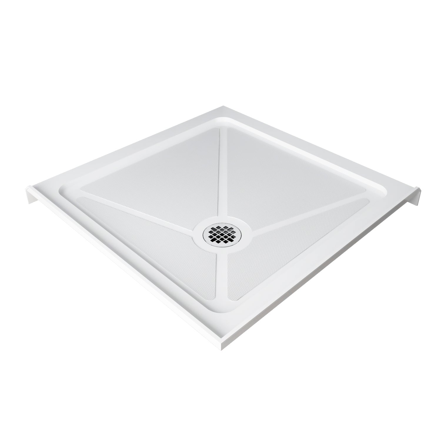 SUNNY SHOWER 36 in. W x 36 in. D x 3 in. H White Corner Drain Square Bases - SUNNY SHOWER
