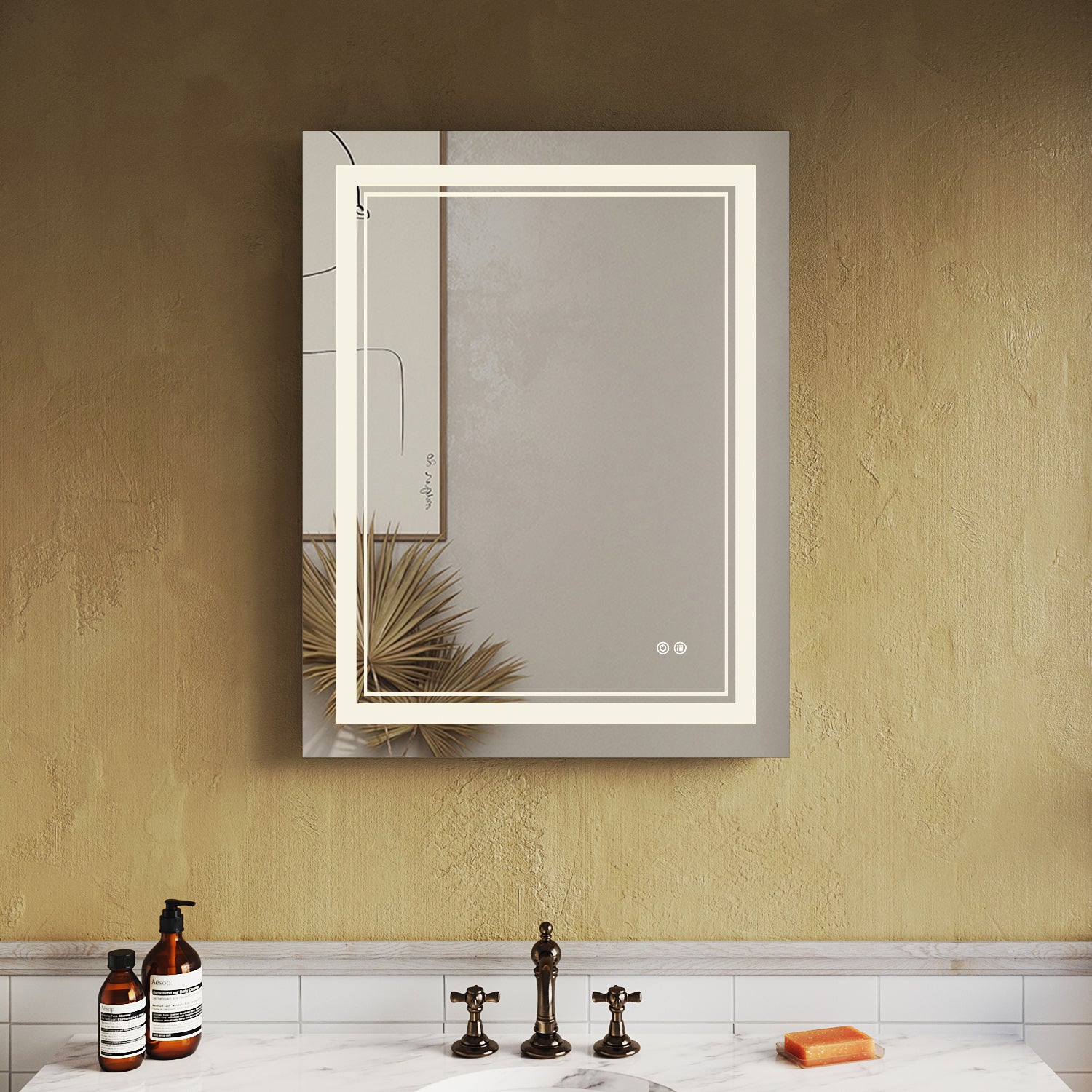 SUNNY SHOWER LED Bathroom MakeUp Mirror 28 x 36 in.丨Anti-Fog and Waterproof丨3 Color Temperature Setting丨Memory Function - SUNNY SHOWER