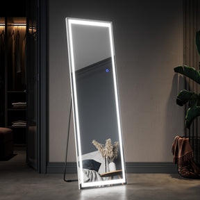 LED Full Length Mirror Wall Mounted Hanging Mirror with Dimming & 3 Color Modes Large Vanity Mirror for Bedroom - SUNNY SHOWER