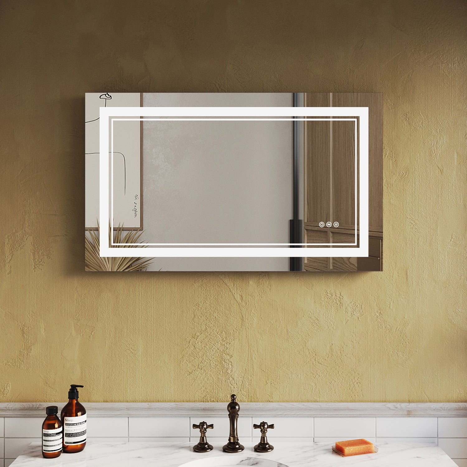SUNNY SHOWER LED Bathroom MakeUp Mirror 40 x 24 in.丨Anti-Fog and Waterproof丨3 Color Temperature Setting丨Memory Function - SUNNY SHOWER