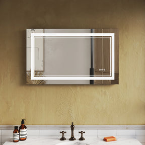 SUNNY SHOWER LED Bathroom MakeUp Mirror 40 x 24 in.丨Anti-Fog and Waterproof丨3 Color Temperature Setting丨Memory Function - SUNNY SHOWER