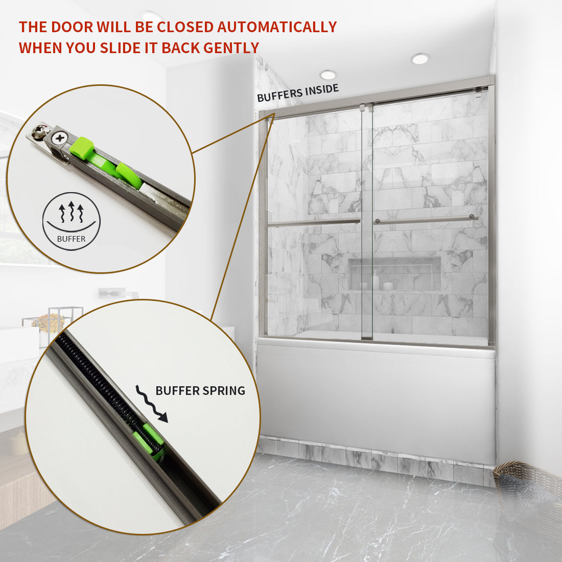 Sunny Shower Tub Glass Doors Closed Automatically