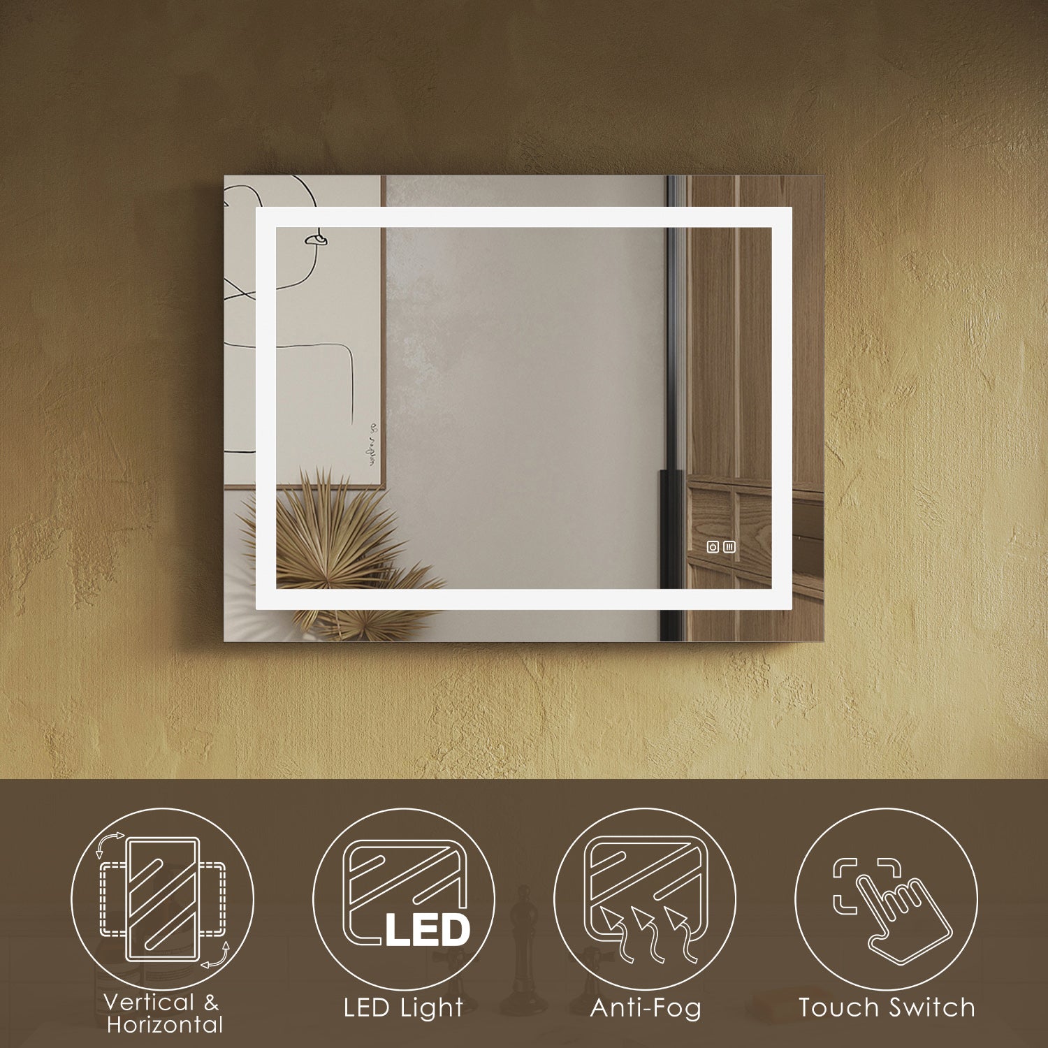 SUNNY SHOWER LED Bathroom MakeUp Mirror 36 x 28 in.丨Anti-Fog and Waterproof丨3 Color Temperature Setting丨Memory Function - SUNNY SHOWER