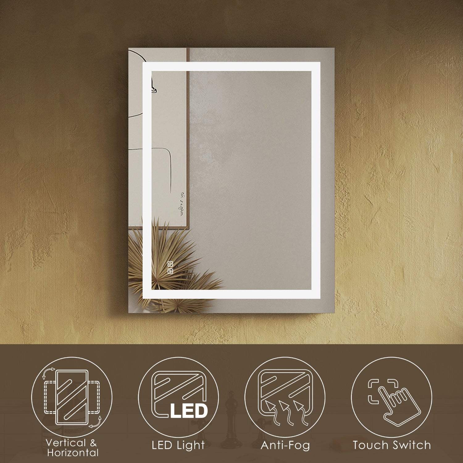 SUNNY SHOWER LED Bathroom MakeUp Mirror 36 x 28 in.丨Anti-Fog and Waterproof丨3 Color Temperature Setting丨Memory Function - SUNNY SHOWER