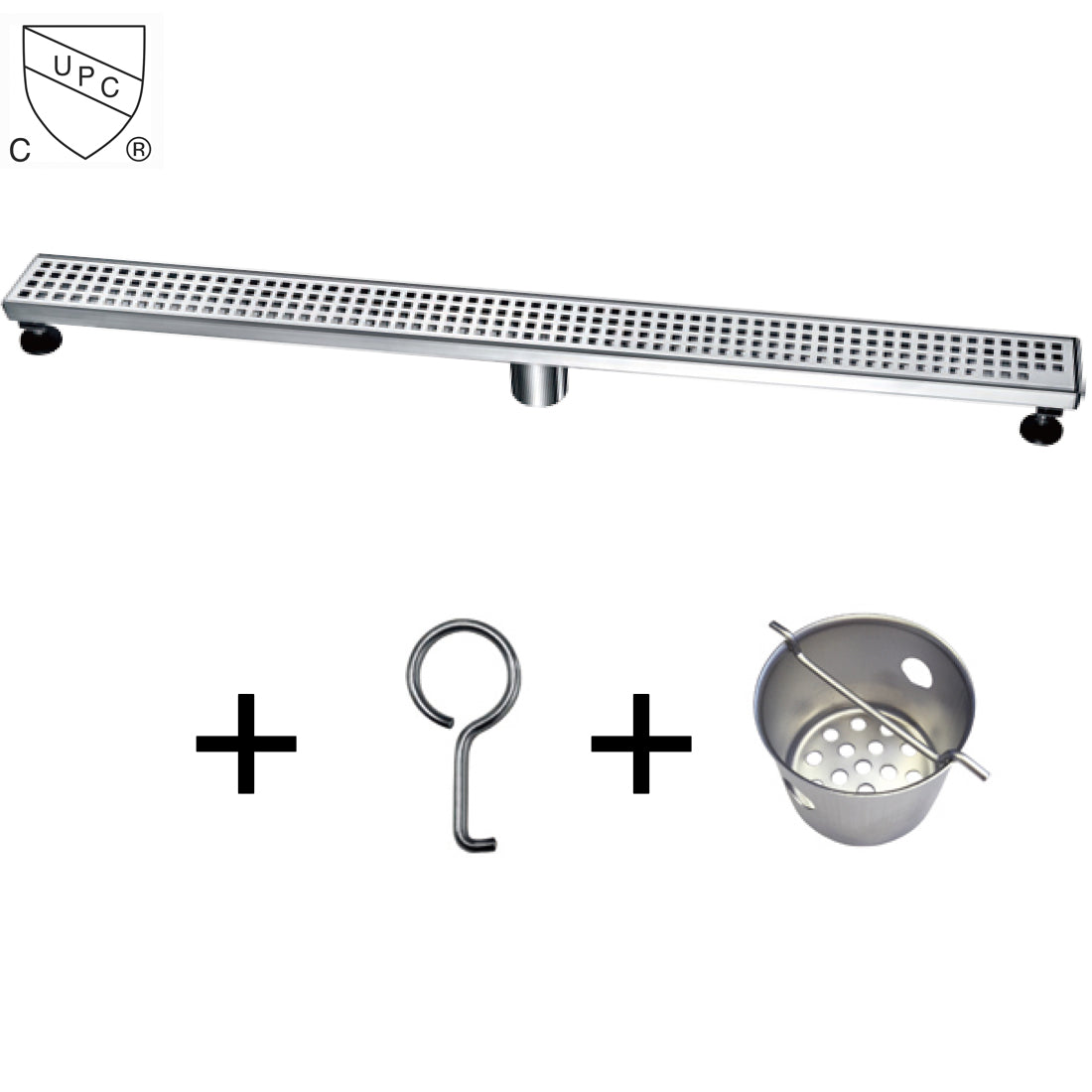 Dawn LBE Series Modern Stainless Steel Linear Shower Drain W/Groove Holes - SUNNY SHOWER