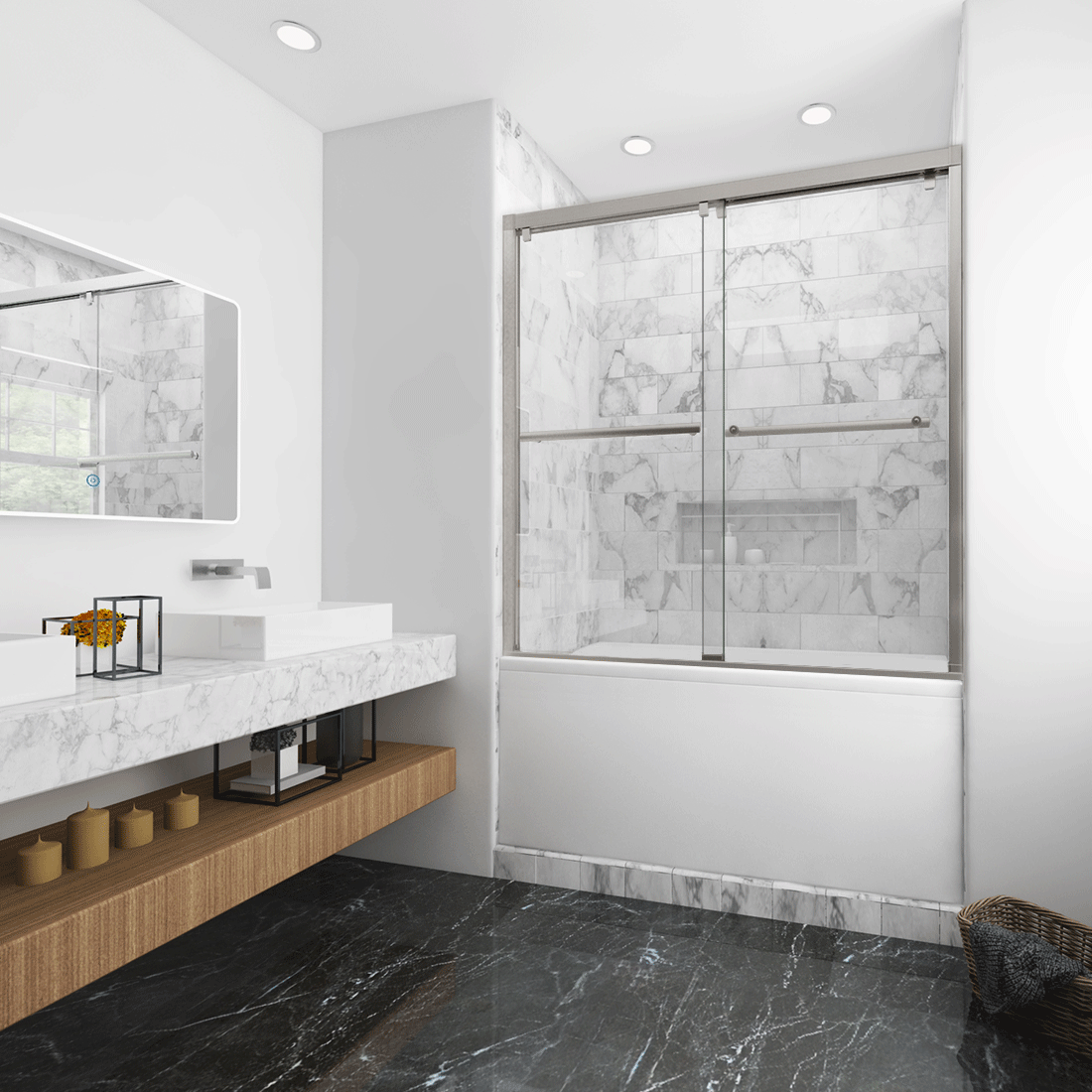 Sunny Shower Framed Sliding Shower Tub Glass Doors usa