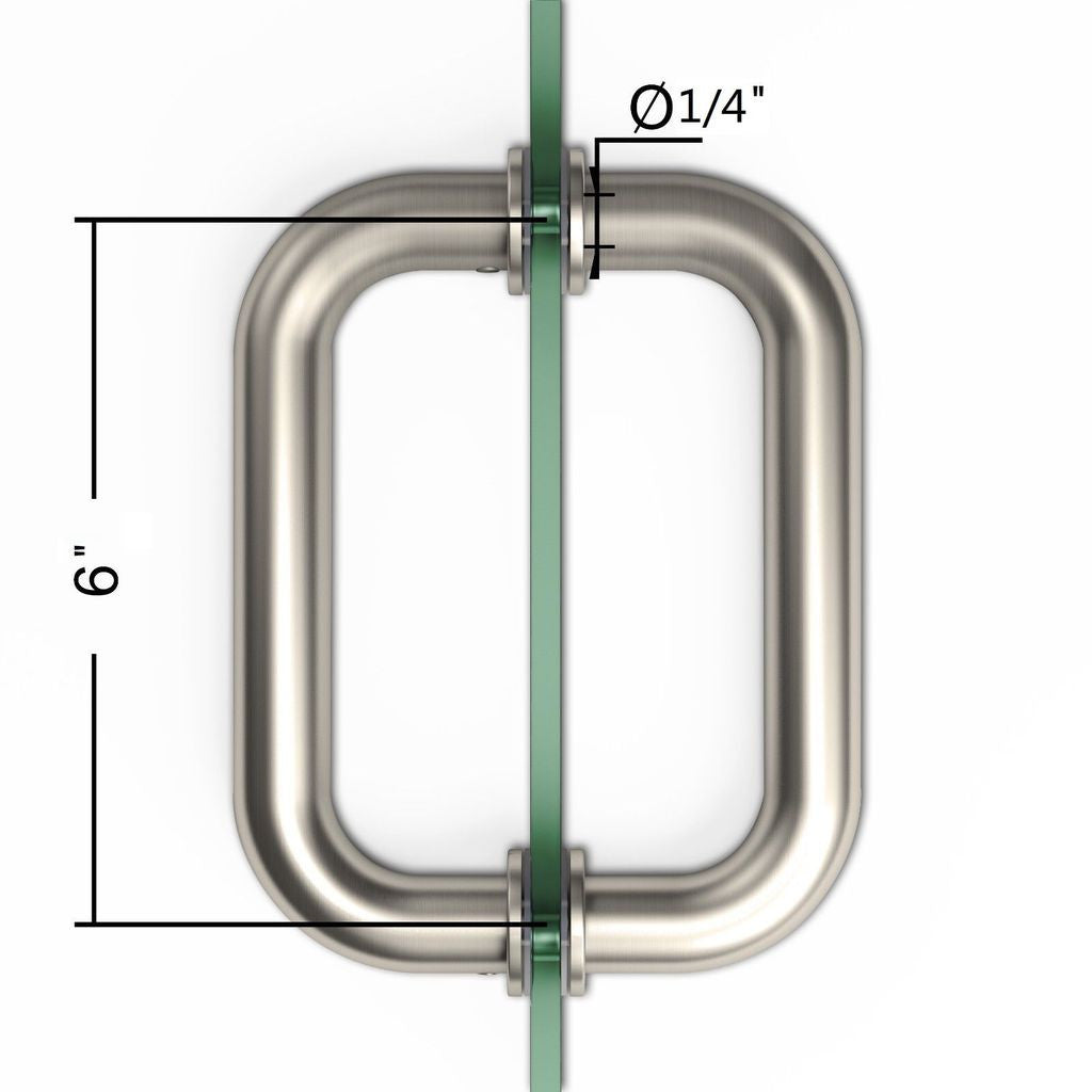 SUNNY SHOWER Handle Brushed Nickel Frameless Shower Glass Door Stainless Steel Back to Back Pull Handle PH-BN-6 - SUNNY SHOWER