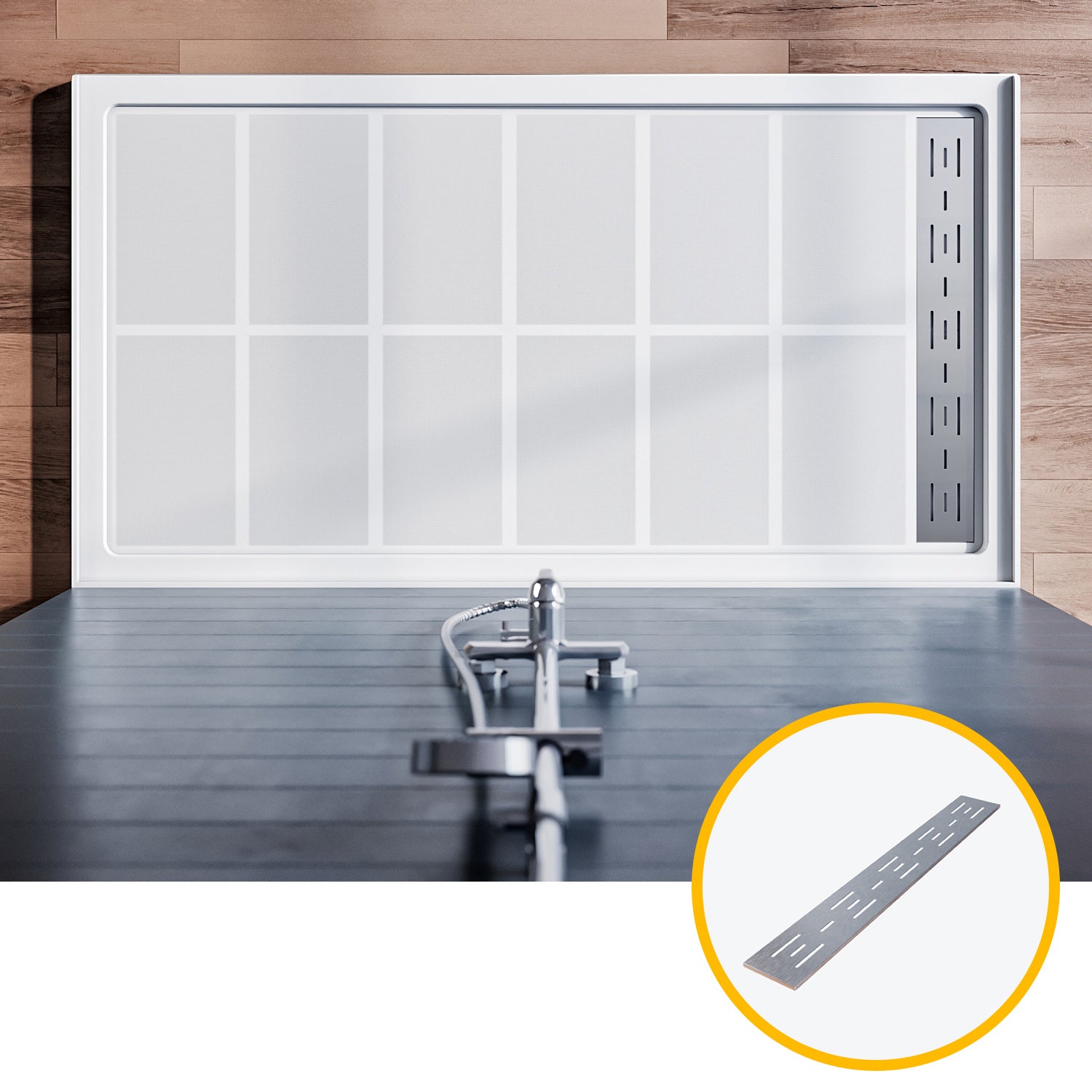 SUNNY SHOWER White Left Drain Rectangular Base Overhead View