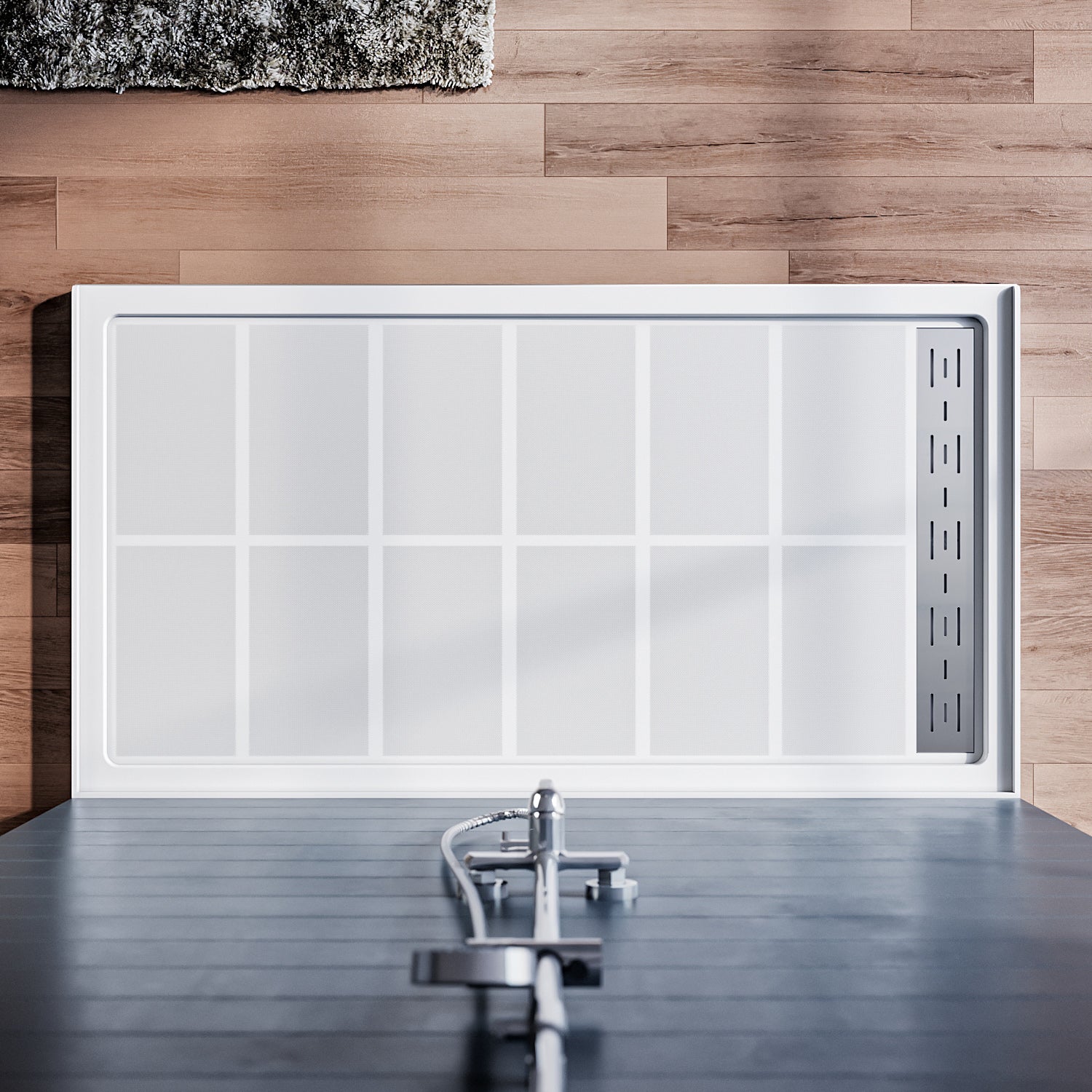 SUNNY SHOWER White Left Drain Rectangular Base Overhead View